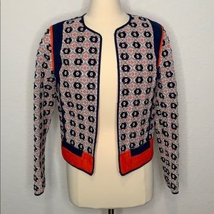 Tory Burch Geometric Blue and Orange Blazer